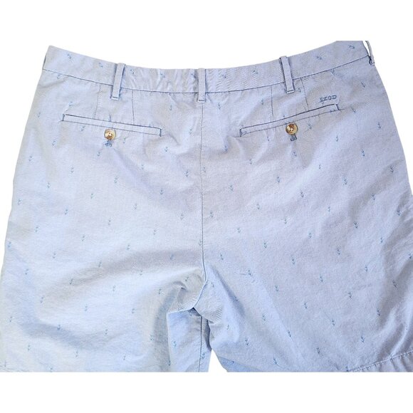 Izod Mens Light Blue Anchor Print 100% Cotton Chino Shorts 40W Preppy - Picture 3 of 10